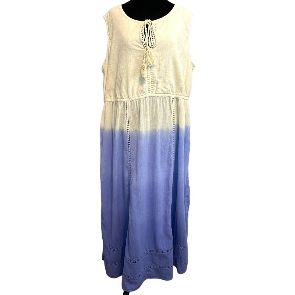 Only Necessities Ombre Maxi Dress W/ Keyhole Boho Western Women's Size 1X